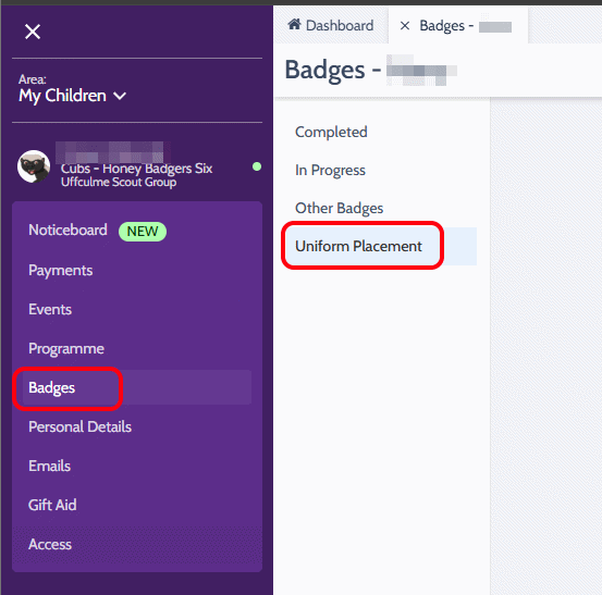 Badge placement guide